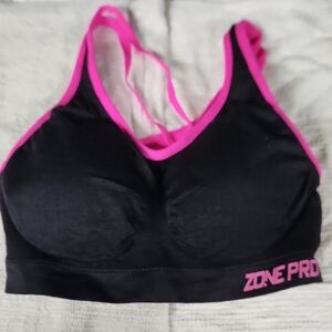 EUC Zone Pro Sz M Removeable Pads Sports Bra Black & Pink